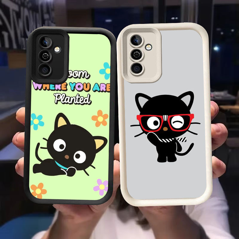 O-32 Chococat Casing สําหรับ Samsung Galaxy S21 M15 S24 A55 5G FE สีดําและสีขาว