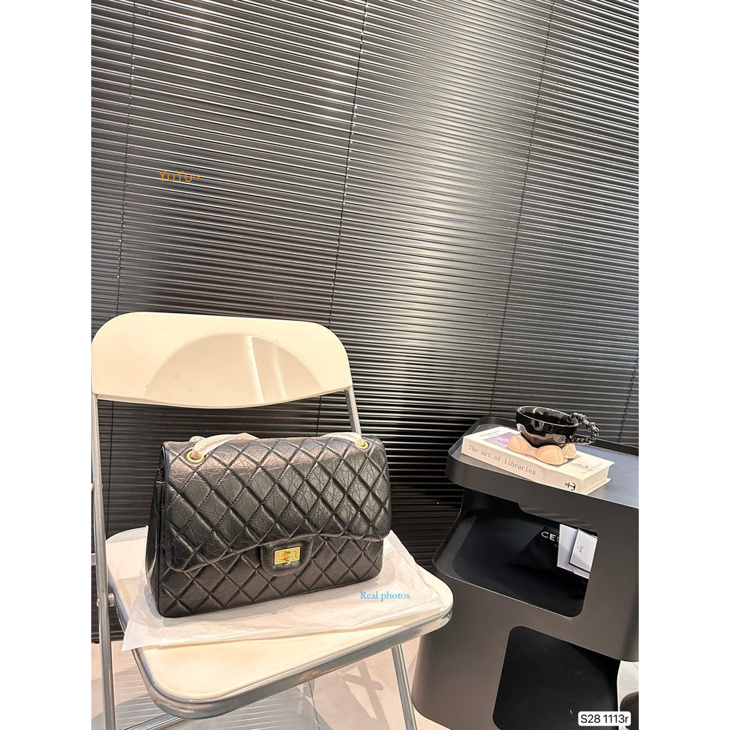 ((YuYu Ready Stock) Classic Flap Bag Fashion Chain Bag Large Capacity Shoulder Bag All-Match Shoulder Bag Commuter Size: 30 * 21cm