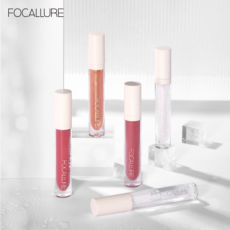 ในสต็อก FOCALLURE PLUMPMAX High Shine & Shimmer Lip Gloss 10 สี Mint Extract & Vitamin E Lip Care Gl