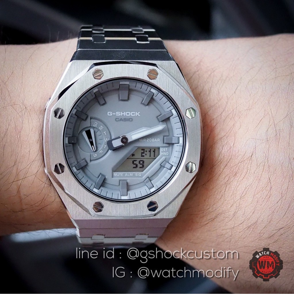 G-Shock AP Ga-2110ET-8 Customใส่กรอบสายสแตสเลสทรงAP
