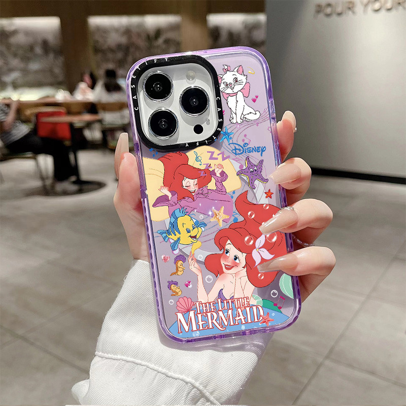 Princess Ariel และ Little Friends ไร้สายชาร์จแม่เหล็กสําหรับ IPhone 11 14 15 16 Pro Max 12 13 Pro Max ฝาครอบ 14 15 16 PLUS ซิลิโคนนุ่มกันชนใสกันกระแทก