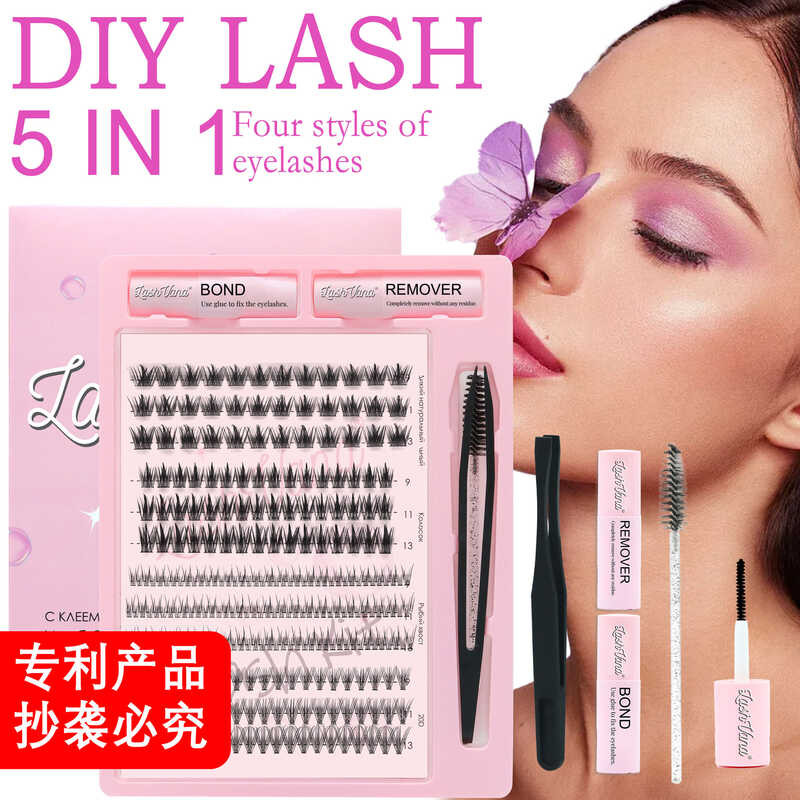 Diy diy lash extinsi kit รูปแบบใหม่ Segmented D-Up ขนตาปลอมผสมขนตาหนังสือ