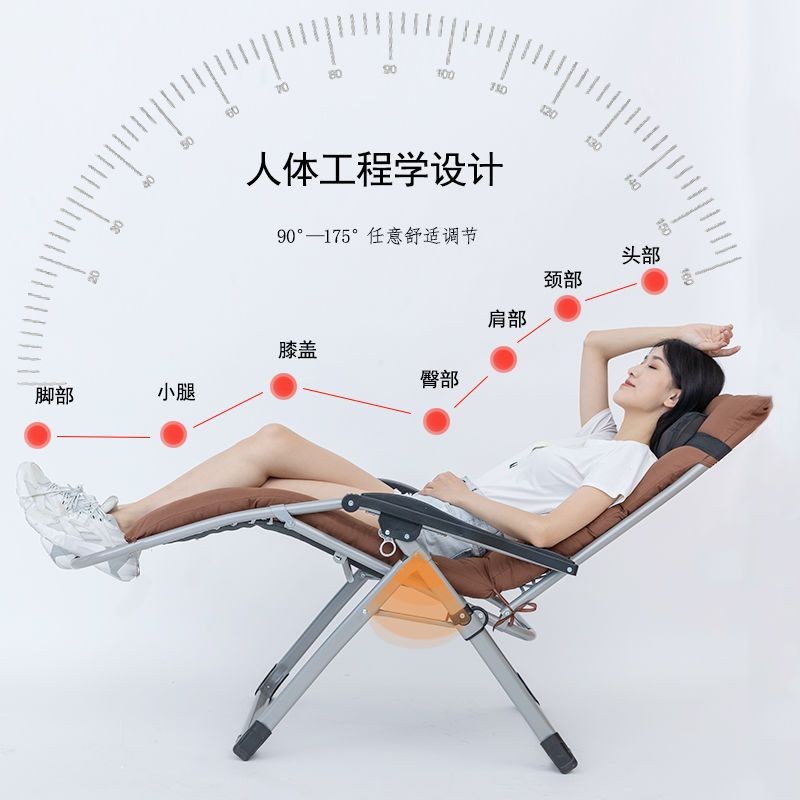hot🔥การประกันคุณภาพ🔥 Deck Chair Folding Nap Chair Backrest Nap Chair Household Adult Lazy Balcony