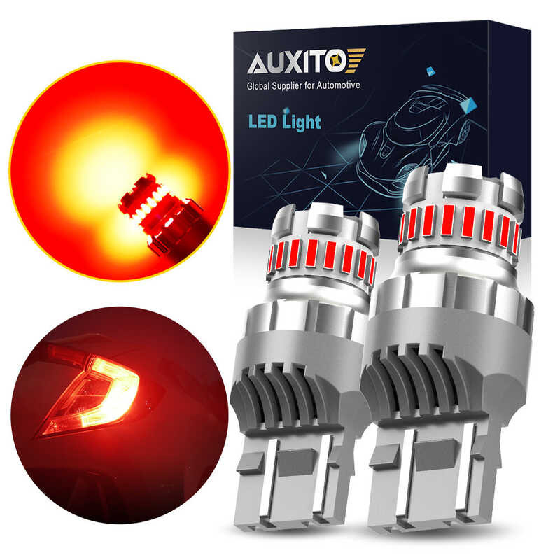 2 AUXITO ชิ้น T20 7443 W21 / 5W Wy21w LED หม้อไฟกระพริบ 4 ครั้งเบรครถ