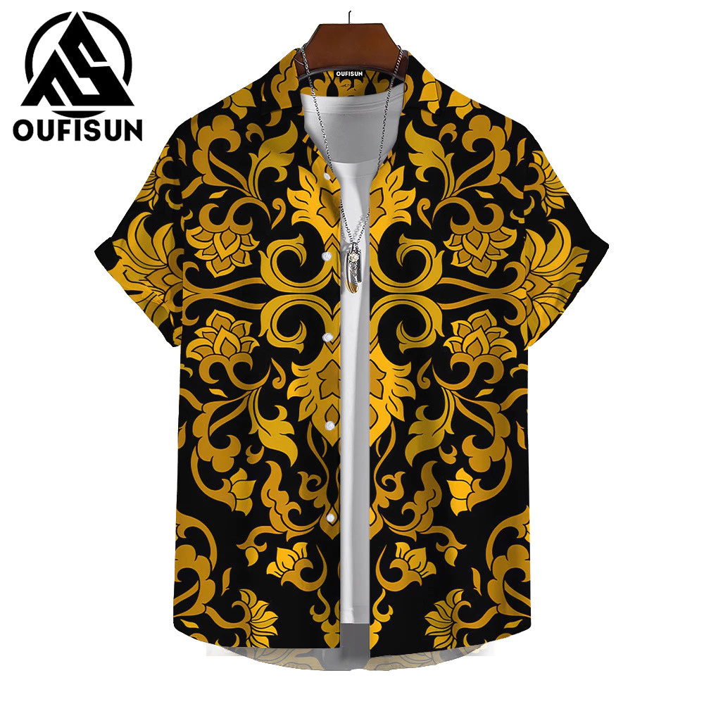 เสื้อฮาวายผู้ชาย ลายดอกไม้วินเทจ แขนสั้น thumbnail 5