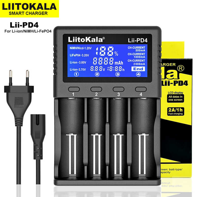 Δ Liitokala Lii-600 Lii-500 เครื่องชาร์จแบตเตอรี่, 3.7V 18650 26650 18350