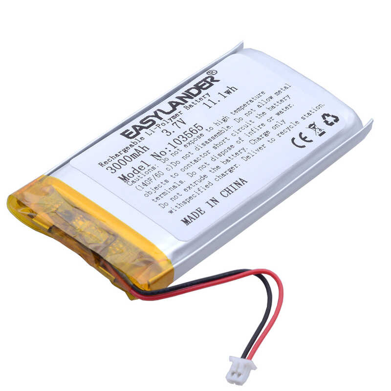 Δ Jst1.25 มม. 2 ขา 3.7V 3000 Mah 103665 103565 แบตเตอรี่ลิเธียมโพลิเม