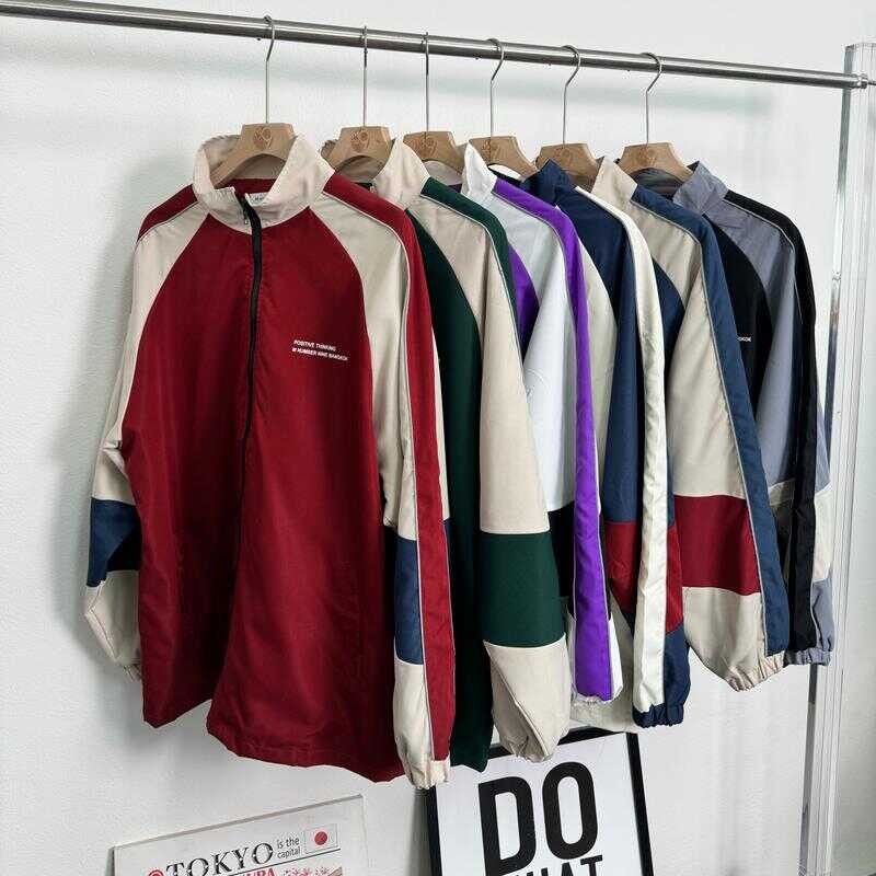 MNO.9 Jackets 918 เสื้อแจ็คเก็ตผ้าร่ม มีซิป มีซับใน Clothing Man ครีม ม่วง กรม แดง ผู้ชาย
