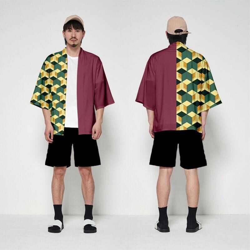 Slayer Demon ชุดแฟนซีเสื้อคลุมมายากล Kimetsu ไม่มี Yaiba ชุดคอส