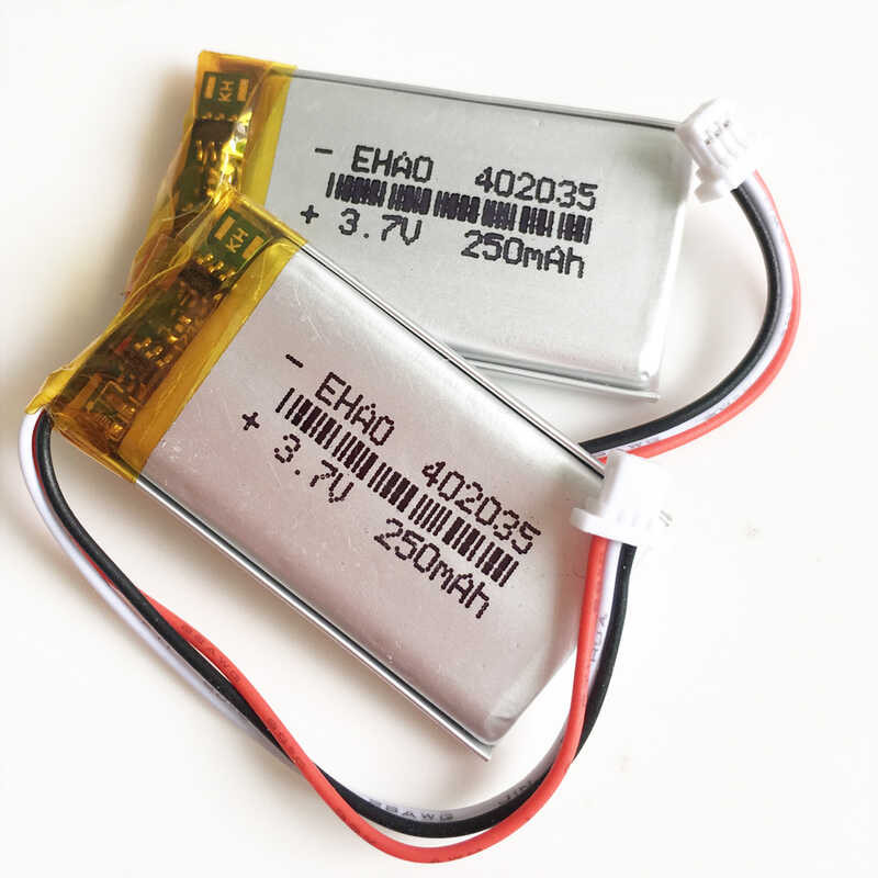 Δ 3.7V 250Mah Lipo แบตเตอรี่แบบชาร์จไฟได้ 402035 + JST 1.0 มม. ปลั๊