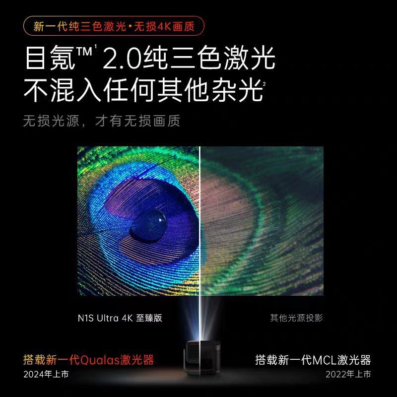 JMGO N1S Ultra 4K Ultimate Edition โปรเจคเตอร์เลเซอร์สามสีสำหรับบ้าน Ultra HD สามารถฉายในห้องนอนและ