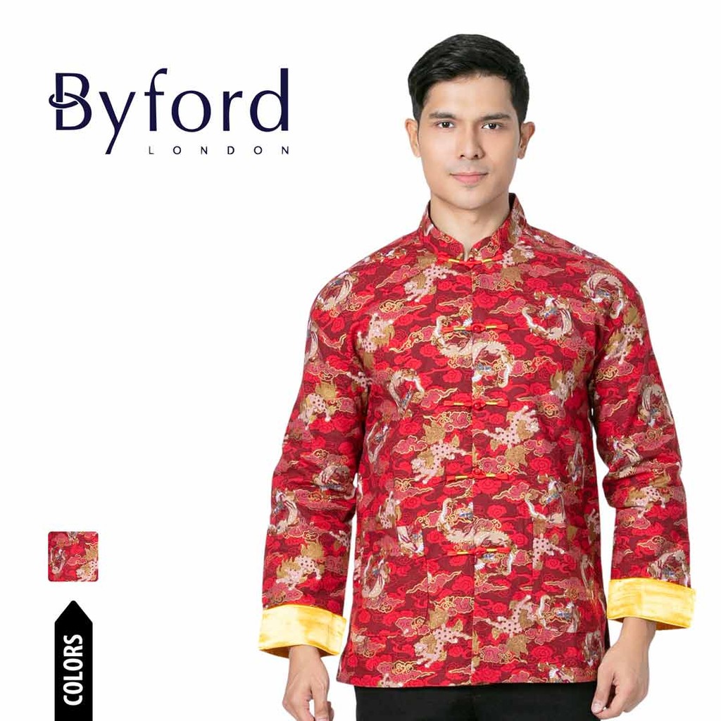 Byford 2025 CNY เสื้อเชิ้ตแขนยาวผู้ชายแบบดั้งเดิมชุด Tang Sam Fu ทังตี้ - 3525002เอฟ