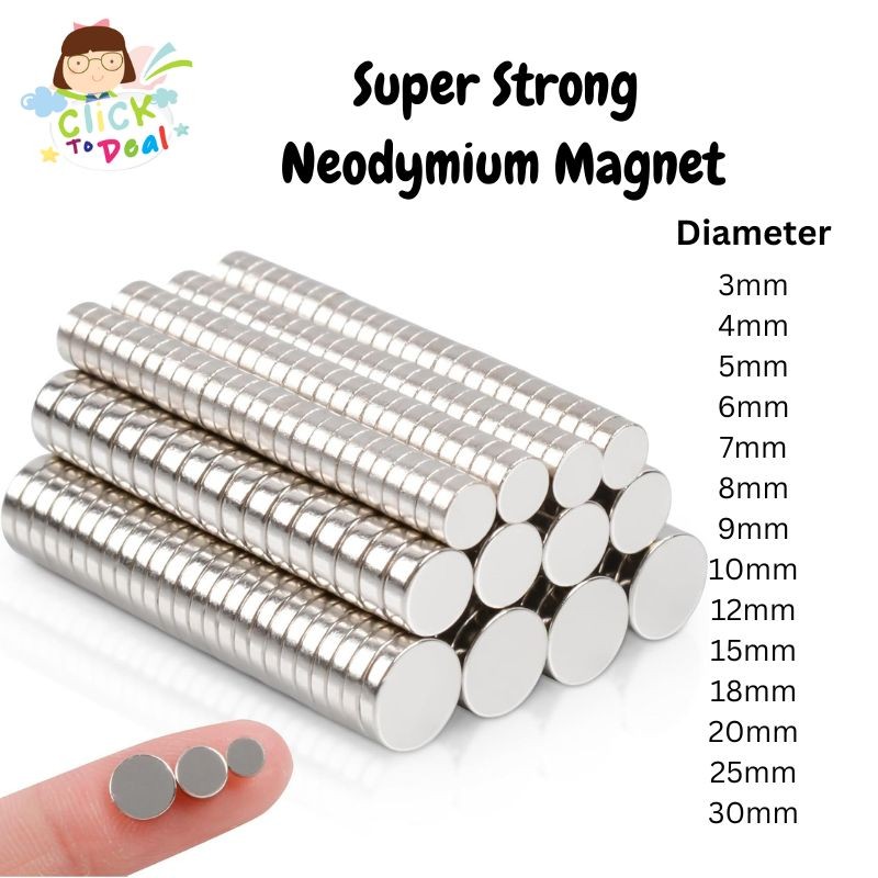 CTD (5 และ 10 ชิ้น) Neodymium Magnet N35, NdFeB Super Strong รอบ Neodymium แม่เหล็ก 3 มม./4 มม./5 มม./8 มม./9 มม./20 มม./30 มม. 磁