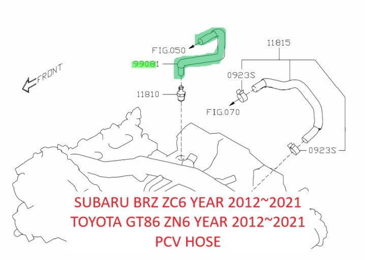 99081AA321 Subaru BRZ ZC6 PCV ท่อ Toyota GT86 ZN6 99081AA320 SU003-07228 SU003-03441