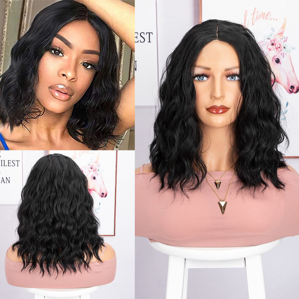 New Short Roll Wigs for Women Hair Wigs, Water Ripple Synthetic Wig Headsets