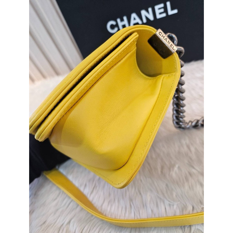 Chanelแท้Galuchat Stingray Small Boy FlapYellow 8Holo18