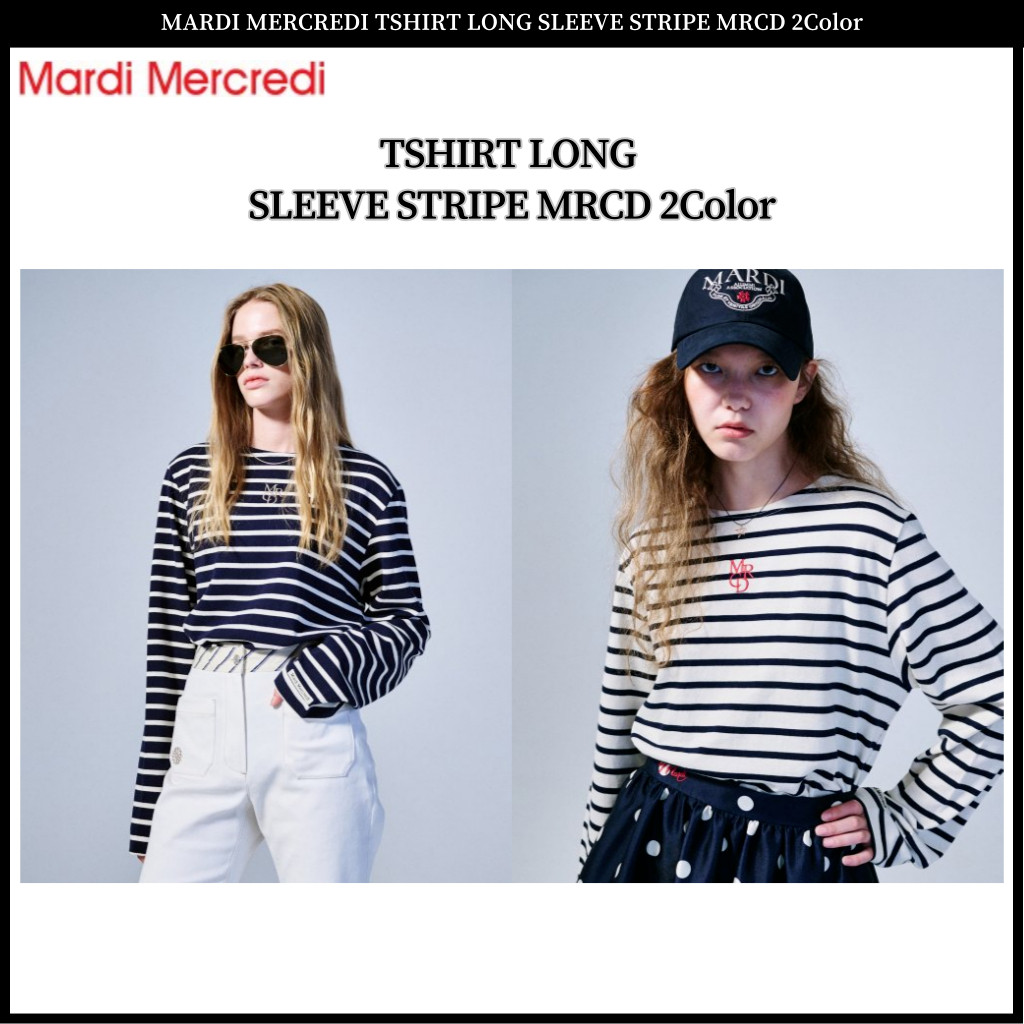 ♞Mardi MERCREDI เสื้อยืด แขนยาว ลายทาง MRCD 2 สี FVB