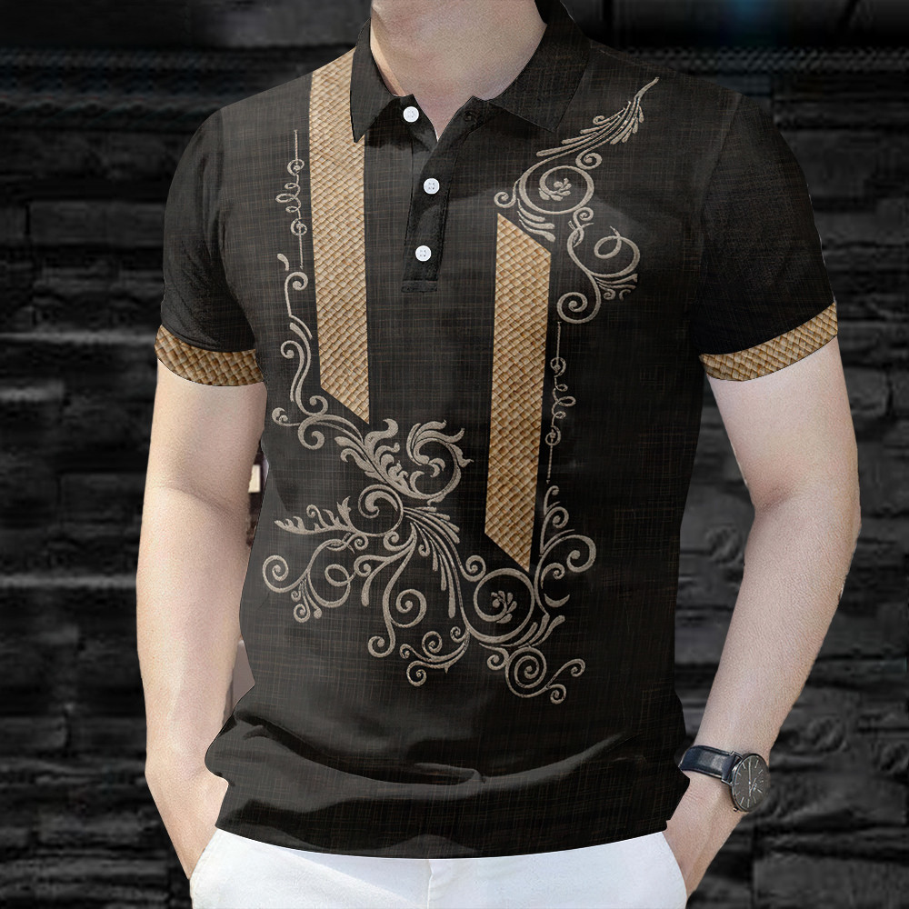 สไตล์ชาติพันธุ์ผู้ชายบารองเสื้อโปโลสําหรับผู้ชาย เสื้อผ้าวินเทจเสื้อโปโลอาเซียนเสื้อผ้าท็อปส์ชาติพันธุ์เสื้อโปโล โอ เวอร์ไซส์ ย้อนยุคแบบกลางแจ้งสตรีทแวร์ 07
