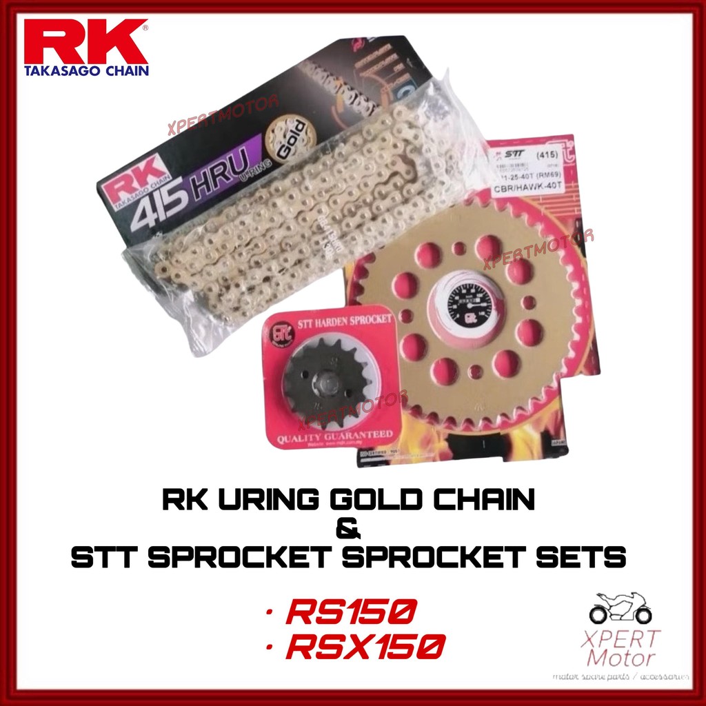RS150 RSX150 415 HRU URING ชุดโซ่หู URING CHAIN RK GOLD HARDEN STEEL