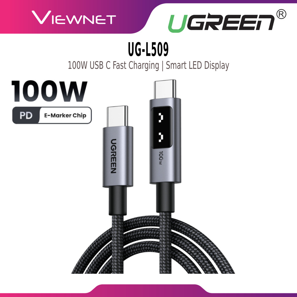 UGREEN UNO L509 CABLE E-MARKER USB-C TO USB-C FAST CHARGING 100W/TYPE C PD 3.0 TRANSFER SPEED UP TO 