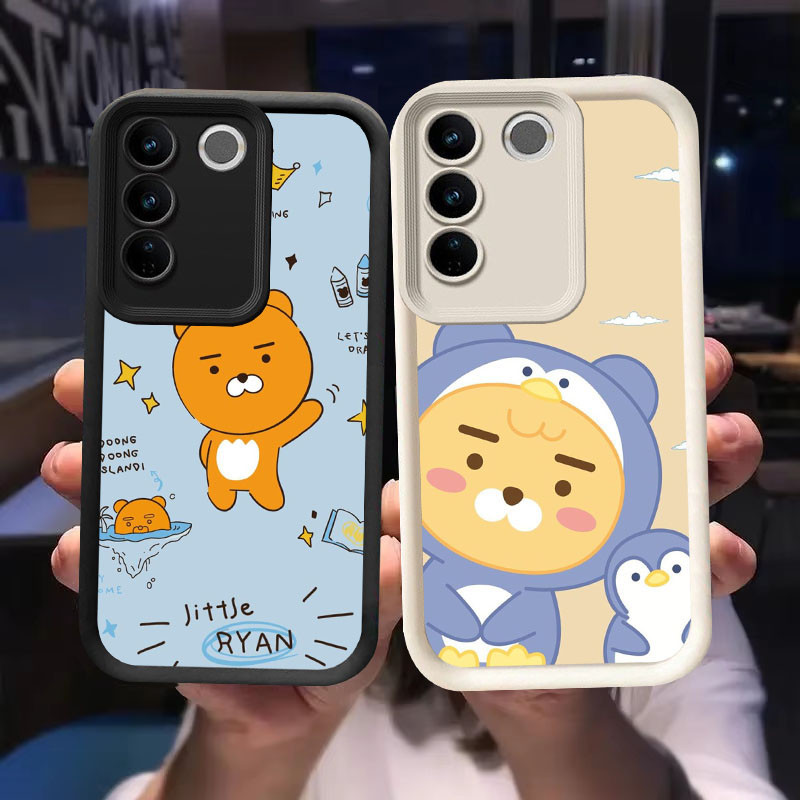 O-34 Kakao Friends Casing สําหรับ VIVO Y200e V27 V27E Pro สีดําและสีขาว