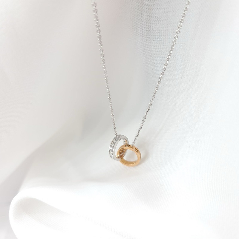 Amantio Diamondเซ็ทจี้เพชรแแท้พร้อมสร้อยคออิตาลี18k เพชรแท้ทองแท้18k