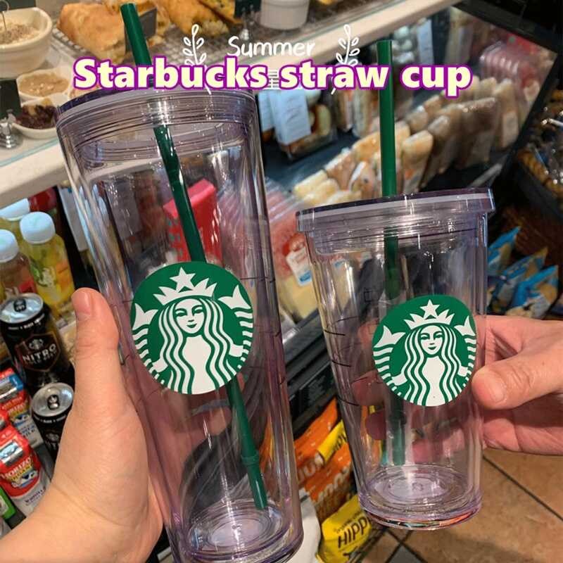 Starbucks Fashion Glitter Cup Reusable Cold Mug With Lid Straw thumbnail 5