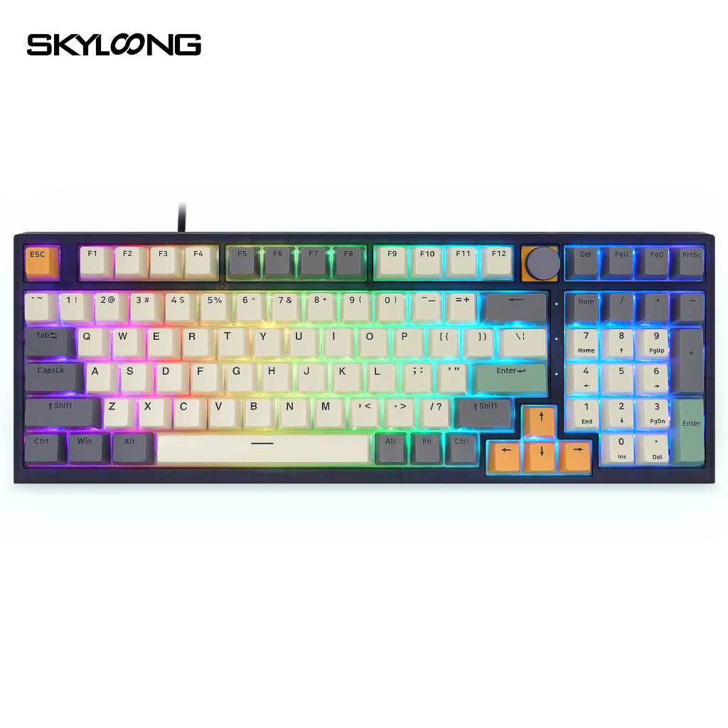 คีย์ไทย Skyloong GK980 keyboard gaming keyboard hot-swap 98% Keyboard knob RGB Gaming keyboard Mac/