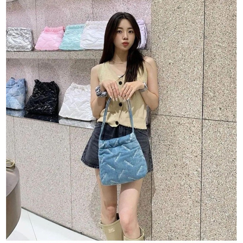 ♞(สินค้าพร้อมส่ง!!!) Carlyn Twee Mini (Denim/White/Silver)นำเข้าจาก (ส่งแมสได้คะ) djd