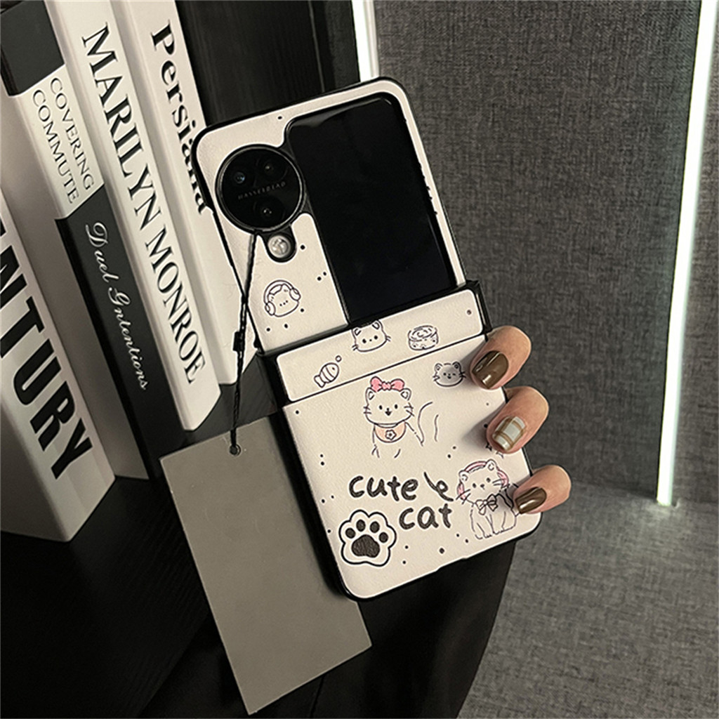 แมวน่ารัก Paw ลูกแมวหนังเคสโทรศัพท์สําหรับ OPPO N3Flip N3 Flip N3Flip N2Flip N2 Flip N2Flip กันกระแท