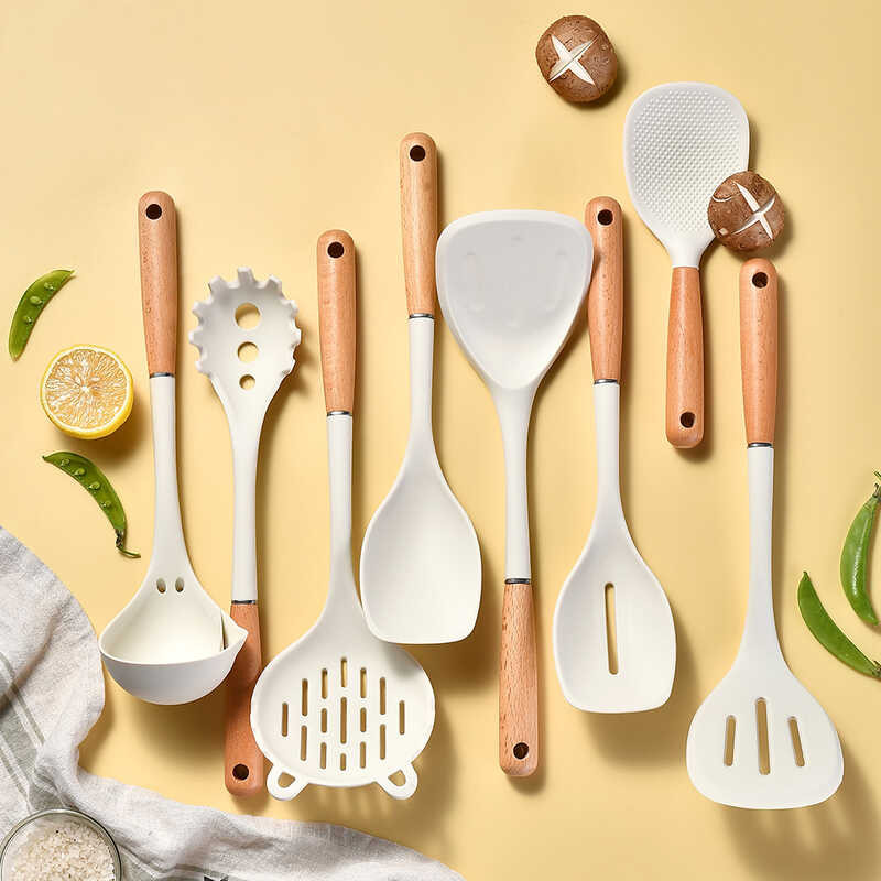 มือจับไม้ซิลิโคนเครื่องครัว 8Pcs Kitchen Cooking Kitchen Kitchen Kitchen