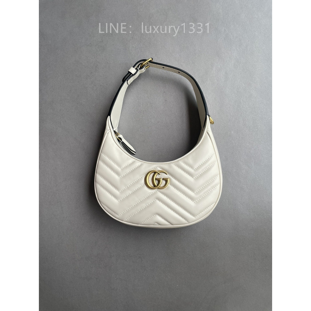 ซื้อฝรั่งเศส Gucci กระเป๋า GG MARMONT HALF-MOON-SHAPED MINI BAG การรับประกัน 2 ปี ของแท้ 100%