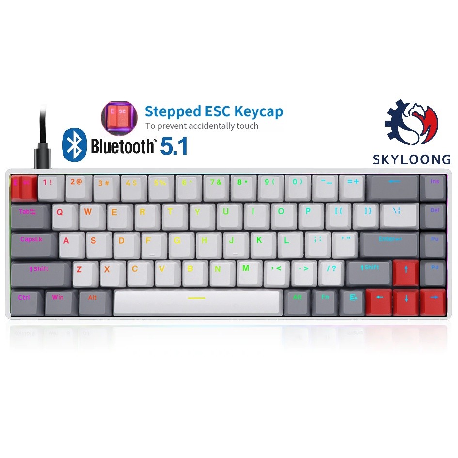 คีย์บอร์ด ไร้สาย SKYLOONG GK68S LITE GASKET/Layout 68keys/มีให้เลือกไร้สาย 2แบบ DUAL,TRIPPLE Mode