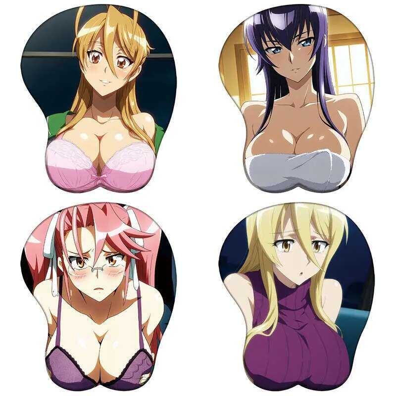 อะนิเมะ Highschool Hotd 3D ซิลิโคน Mousepad Saeko Rei Saya Shizuka พยุงข้อมือแผ่นรองเมาส์ Hentai เซ็กซี่ข้อมือแผ่นรองเม้าส์