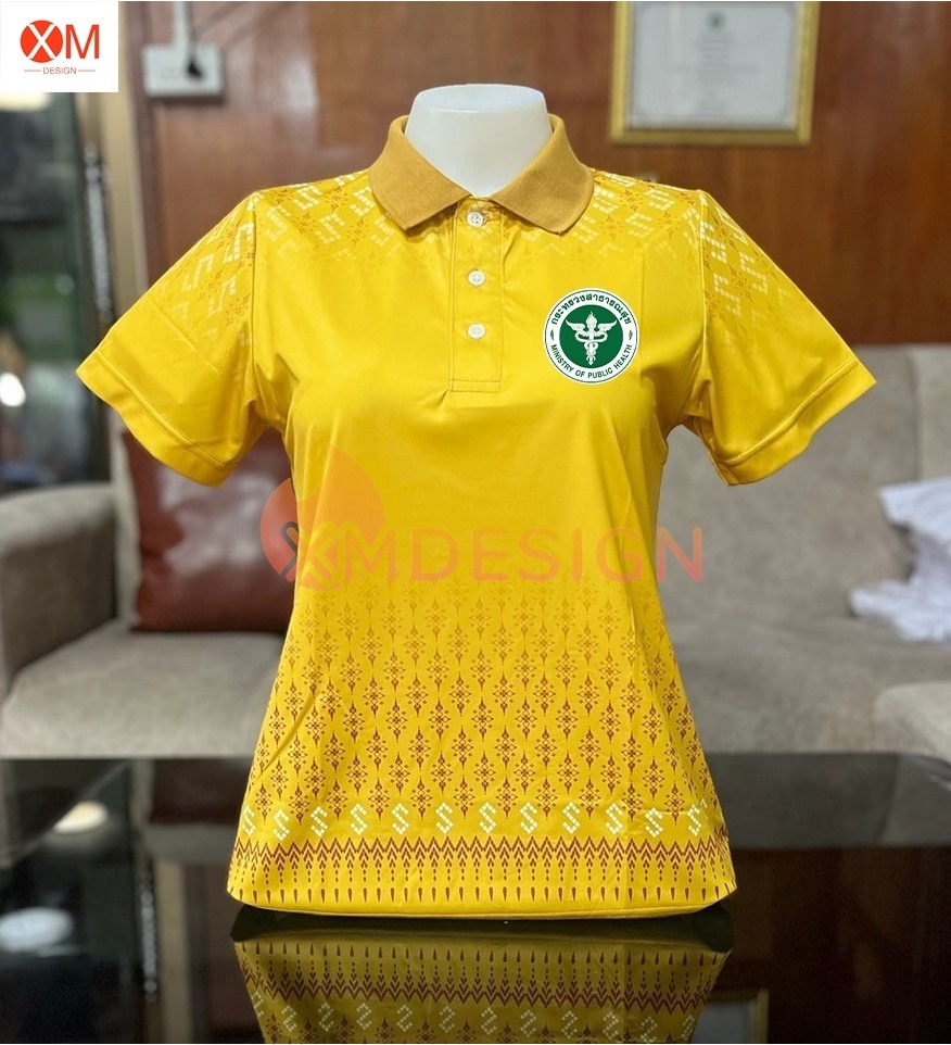 เสื้อโปโล พิมพ์ลาย ทรงผู้ชาย ทรงผู้หญิง(เลือกตราหน่วยงานได้ สาธารณสุข สพฐ อปท มหาดไทย อสม สำนักงานคณะกรรมการการศึกษาพื้นฐาน)CODE366