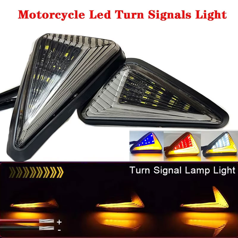 2pcs รถจักรยานยนต์ LED เปลี่ยนโคมไฟควันสามเหลี่ยม Flush Mount LED ไฟเลี้ยวไฟแสดงสถานะ Amber Blinker Day Running Light