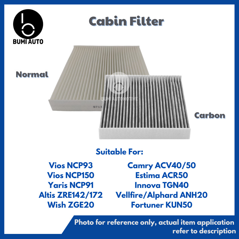 Toyota Vios Yaris Altis Wish Estima Camry Innova Alphard Vellfire 87139-0N010 ปกติ/คาร์บอน กรองแอร์