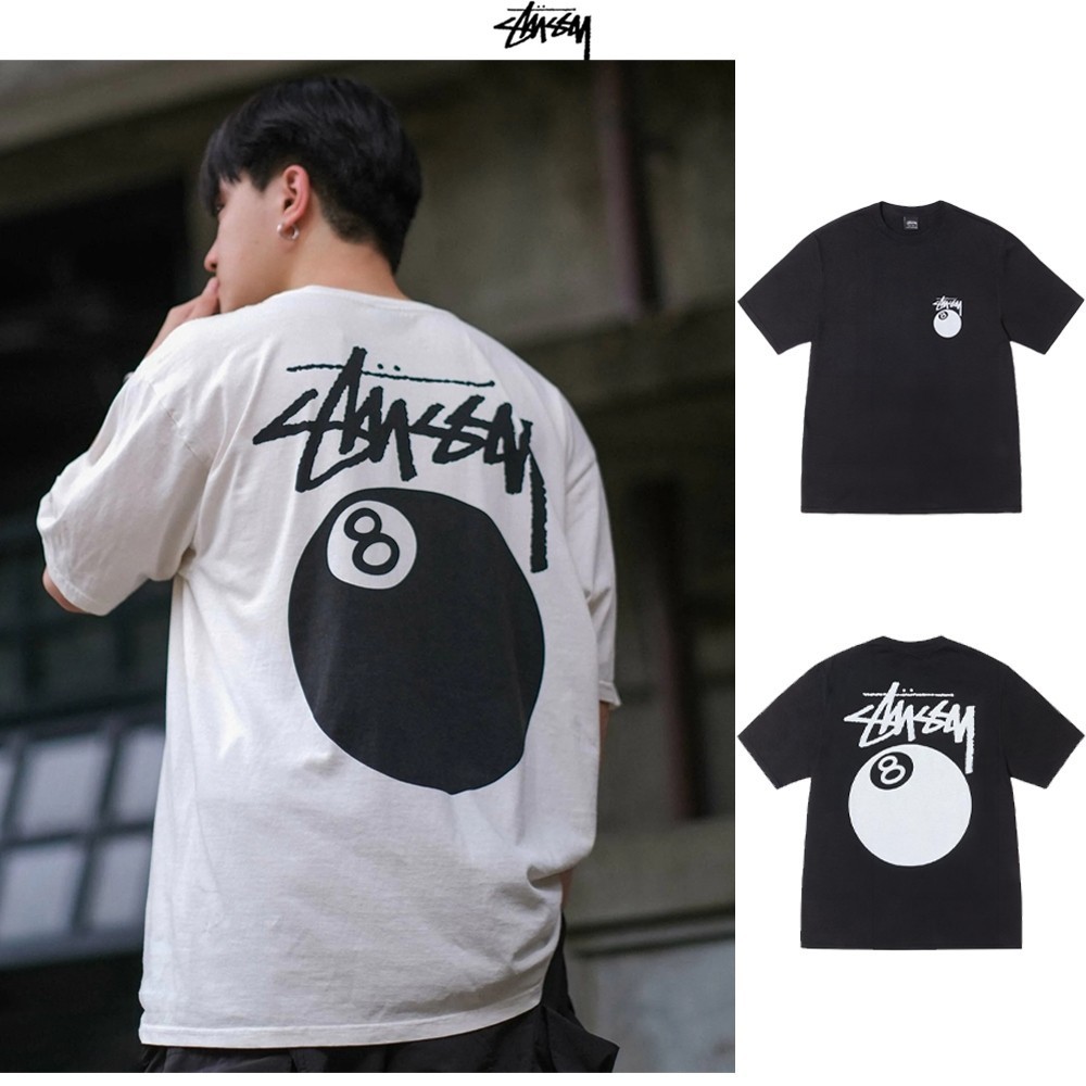 ♞,♘เสื้อยืด Stussy แท้ Sty 8 Ball LCB SS Tee Black/White เสื้อยืดคอตตอน S-5XL sde