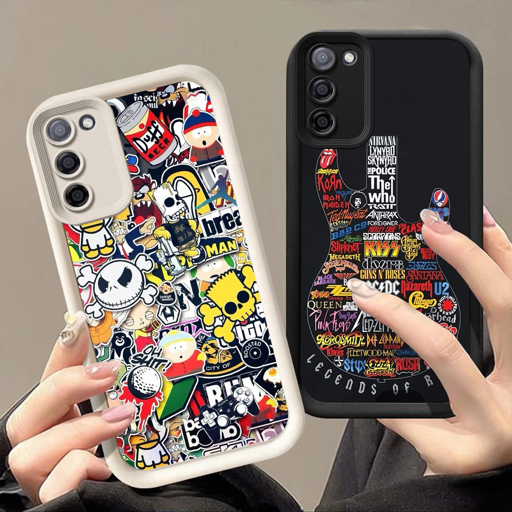 SAMSUNG เคสสําหรับSamsung A10 A72 M07 F07 J2 M30S J4 J7 J6 A7 M21 Prime Plus Pro 5G Q-31 แฟชั่นRock 