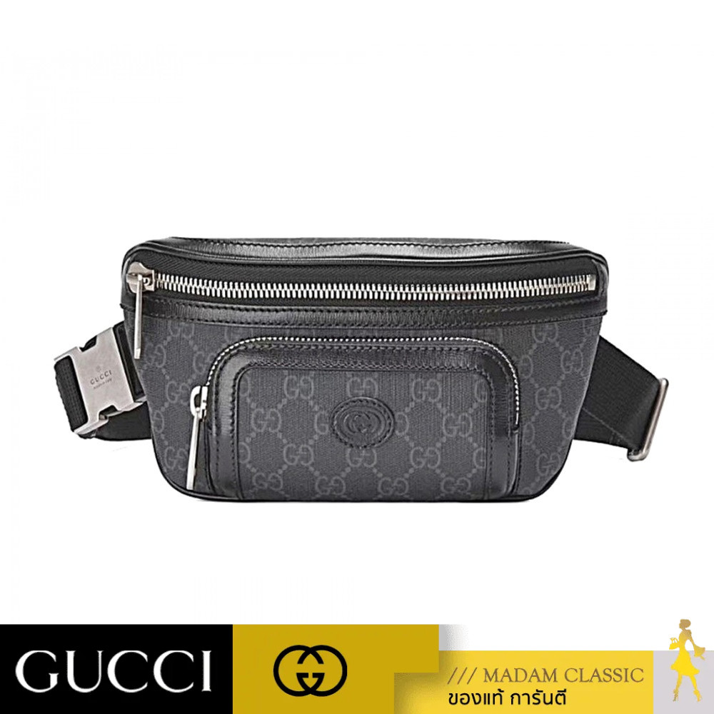 กระเป๋าคาดอก คาดเอว GUCCI BELT BAG WITH INTERLOCKING G (BLACK)