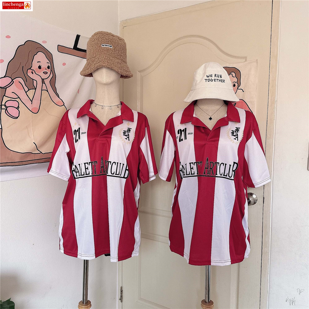 เสื้อโปโลผู้หญิง เสื้อโปโลแขนสั้นพิมพ์ลายตัวอักษร สไตล์เกาหลี ไซส์ใหญ่ ลำลองกีฬา POLO