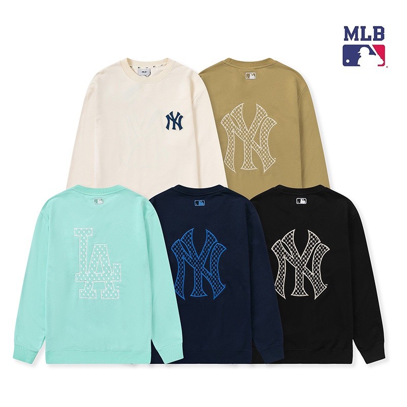 ♞ Mlb NY Sweatshirt ใหม่แฟชั่น Precision เย็บปักถักร้อยเสื้อแขนยาว O-neck เสื้อกันหนาว Unisex erui