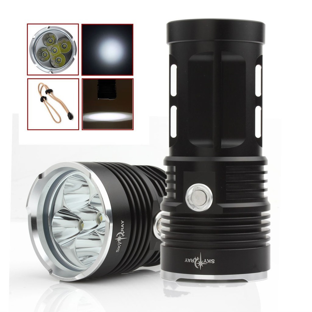 ในสต็อก SKYRAY 6000Lm 5x CREE XML T6 ไฟฉาย LED ไฟฉาย 3 โหมด