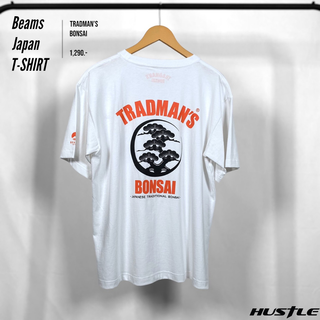 ♞[Hustle.store]เสื้อยืด Beams "Tradman's Bonsai" มือ1ของแท้พร้อมส่ง️️️️️️️️ XCZ