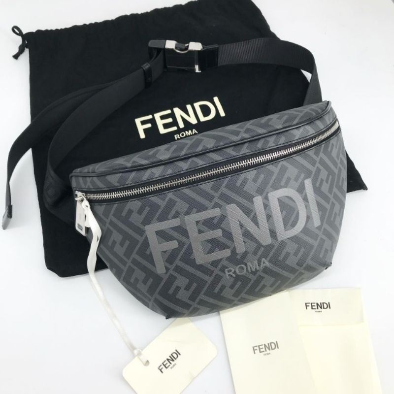 กระเป๋าคาดอกชาย  (New!) Fendi FF Belt Bag สีเทา สวยเท่ห์ ลุค คูลๆๆเรียบหรู ใช้ได้นานคร้าบรอเช็คสต๊อ