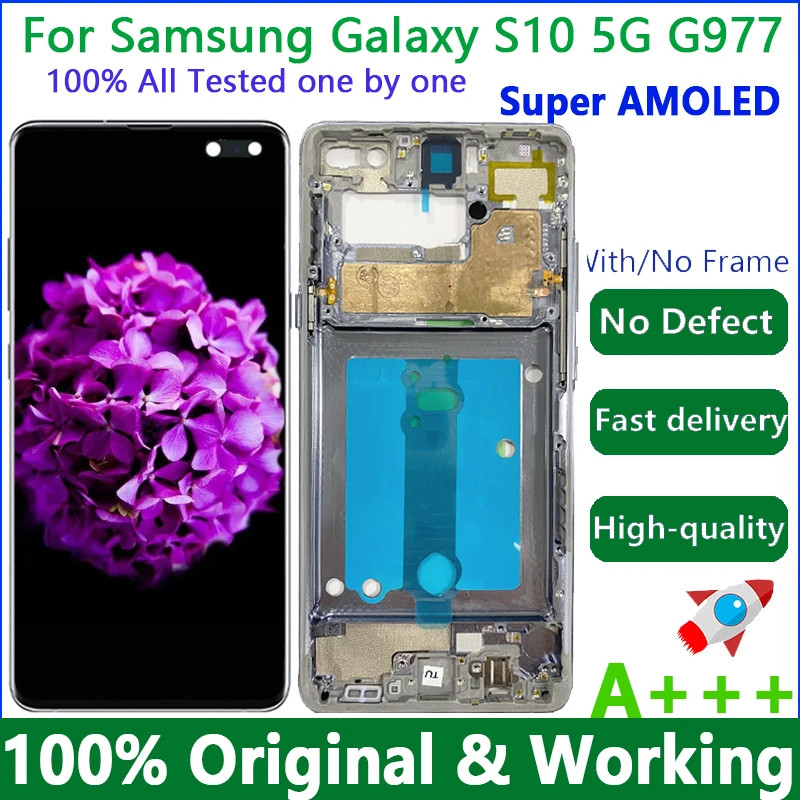 SAMSUNG ในสต็อก 6.7 "Original AMOLEDจอแสดงผลS10 5G LCDสําหรับSamsung Galaxy S10 5G G977 G977N G977U 