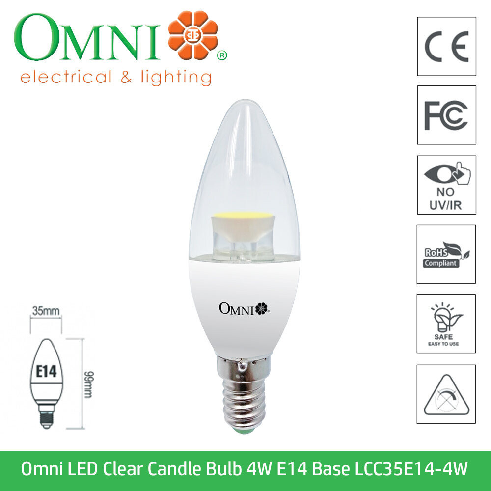 Omni LED Clear Candle Bulb 4W E14 Base รุ่น Lcc35e14-4W