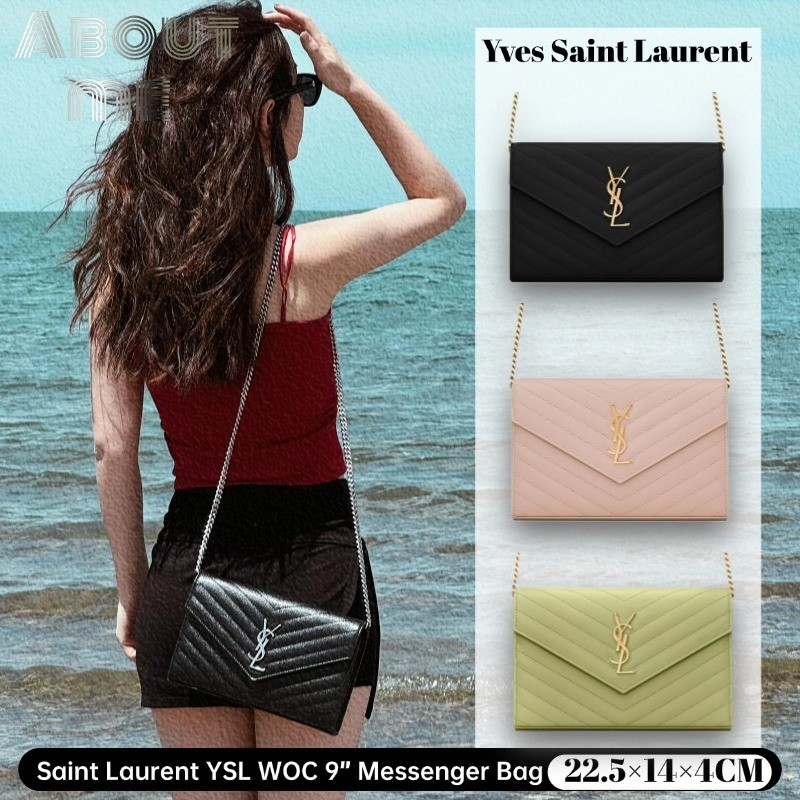 ♞แซงต์โลรองต์ Yves Saint Laurent กระเป๋าซอง WOC9" 377828 YSL กระเป๋า กระเป๋าโซ่ผู้หญิง WOC7.5" YSL