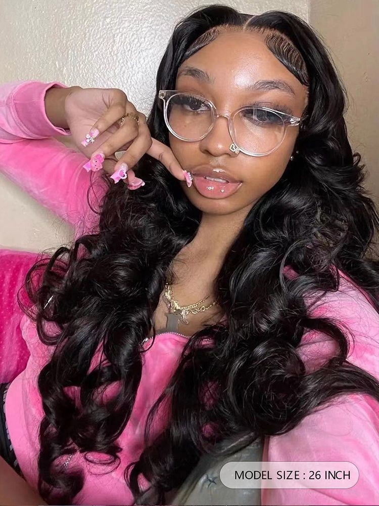 Front lace wig, black long curly hair, big wavy synthetic headband, wig