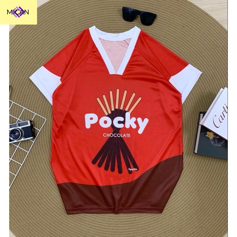 Mican เสื้อกีฬา คอวีเหลี่ยม ลายขนม 3 ลาย